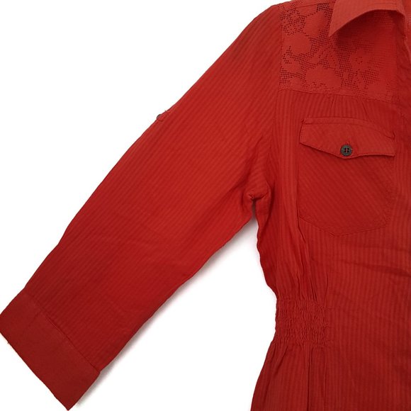 Joyce Leslie Orange Collar Top - Size S - Picture 2 of 8